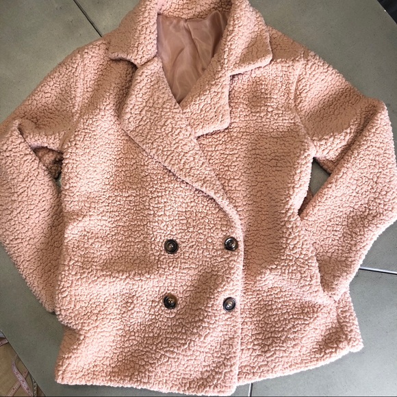unbranded Jackets & Blazers - TEDDY BEAR petal Soft pink cuddly jacket/coat L